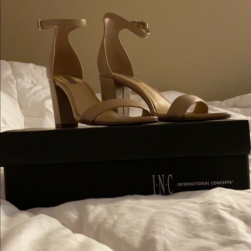 INC International Concepts Nude sandal chunky heel